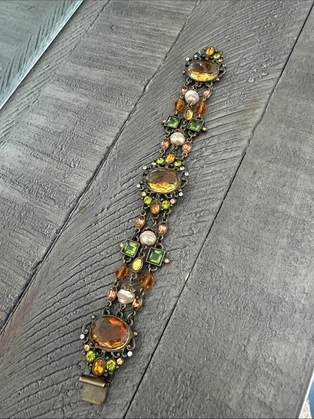Sweet Romance Amber, Green and Yellow Multi-Stone Bracelet
